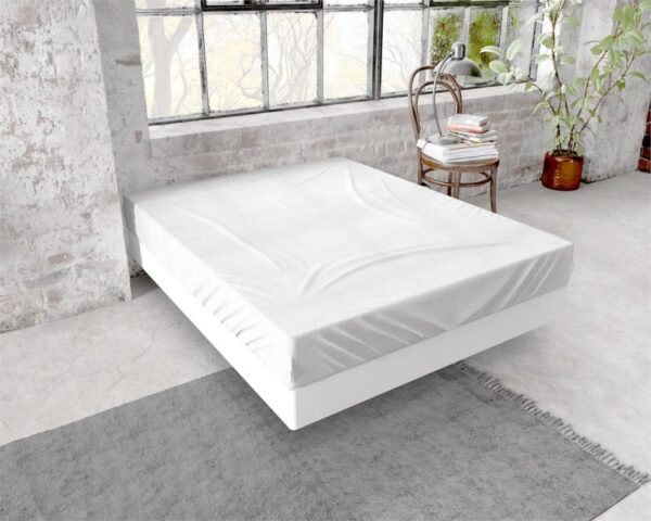 Kummiga voodilina premium FLANELL, valge