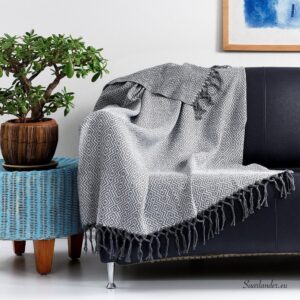 Pleed ZigZag valge hallil 190x90cm 100% Türgi puuvill