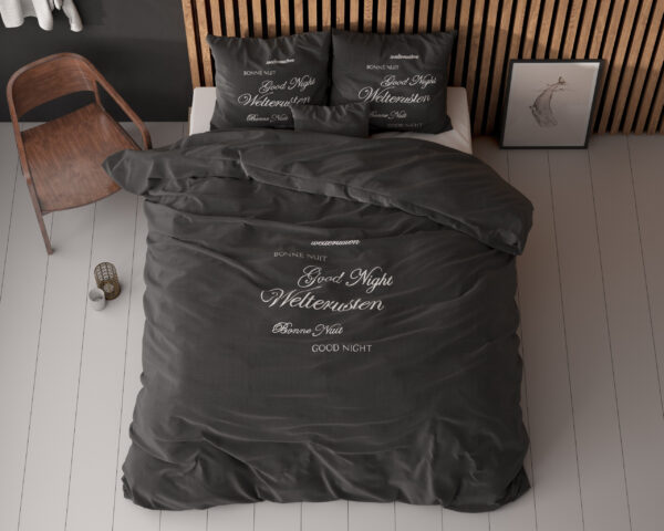 Voodipesukomplekt GOOD NIGHT 100% mikrofiiber, must - Image 2