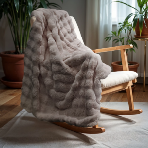 Pleed "Pom Rabbit Fur" 150x200cm, pruun