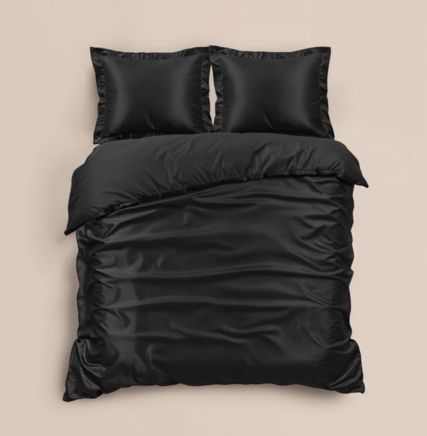 Siidiselt pehme voodipesukomplekt "Glossy" Sleeptime, must - Image 4
